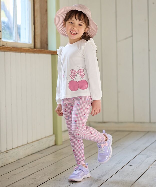 ANY KIDS 総柄フルレングスレギンス ピンク×ギンガム