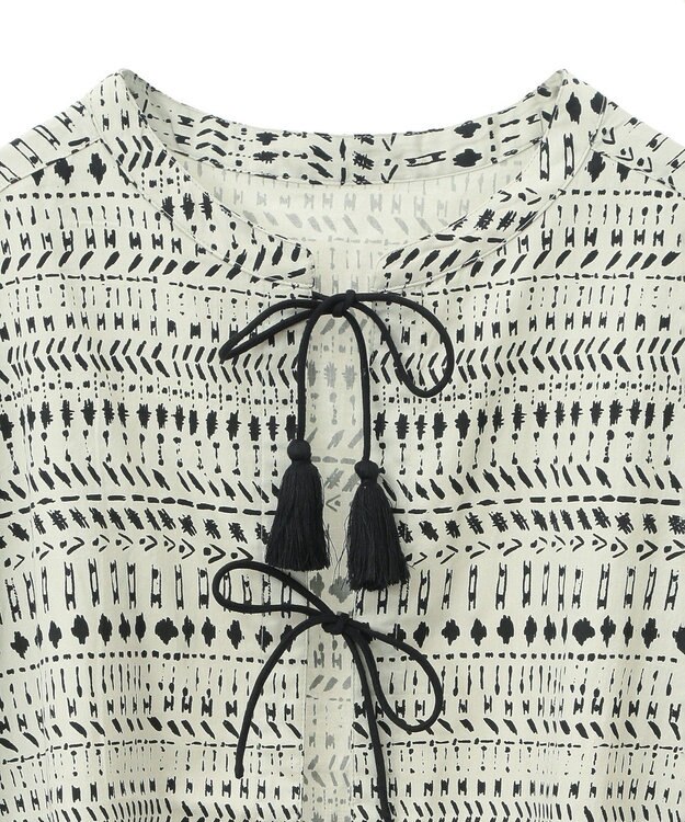 CRAFT STANDARD BOUTIQUE フリンジ紐付ペプラムブラウス Black