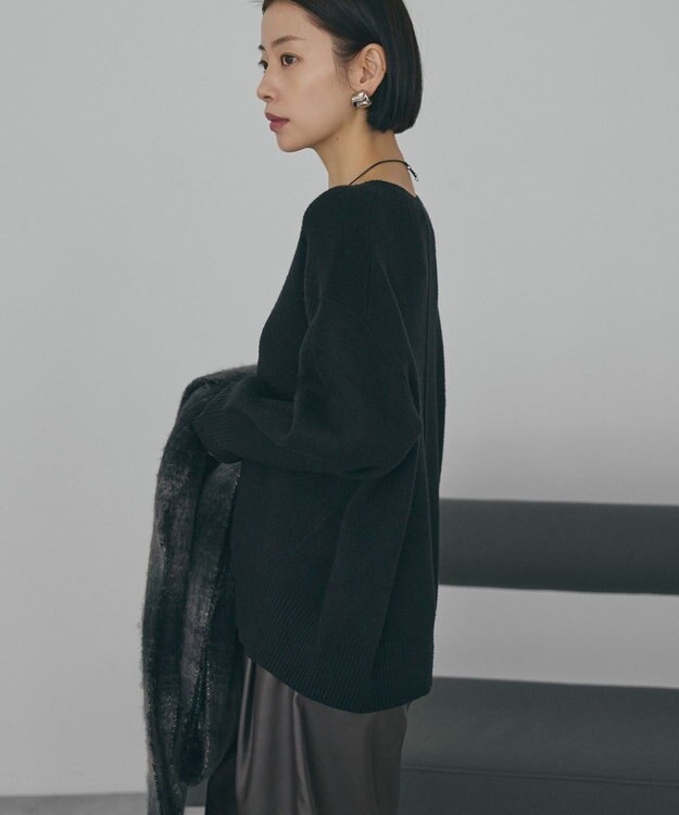 AMERICAN HOLIC バイパチ前振りニットプルオーバー Black