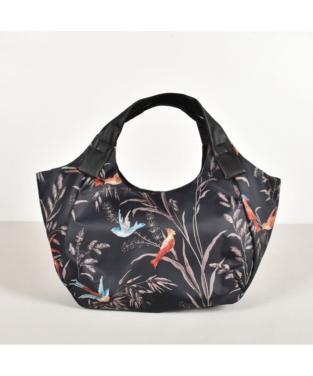 Y'SACCS バードプリントバルーントート Mサイズ ブラック