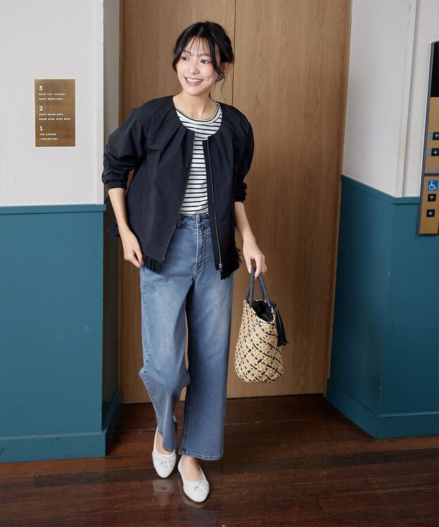 Tiaclasse 【安田美沙子さん/小倉優子さん着用】【洗える】ストレッチワイドデニム ブルー