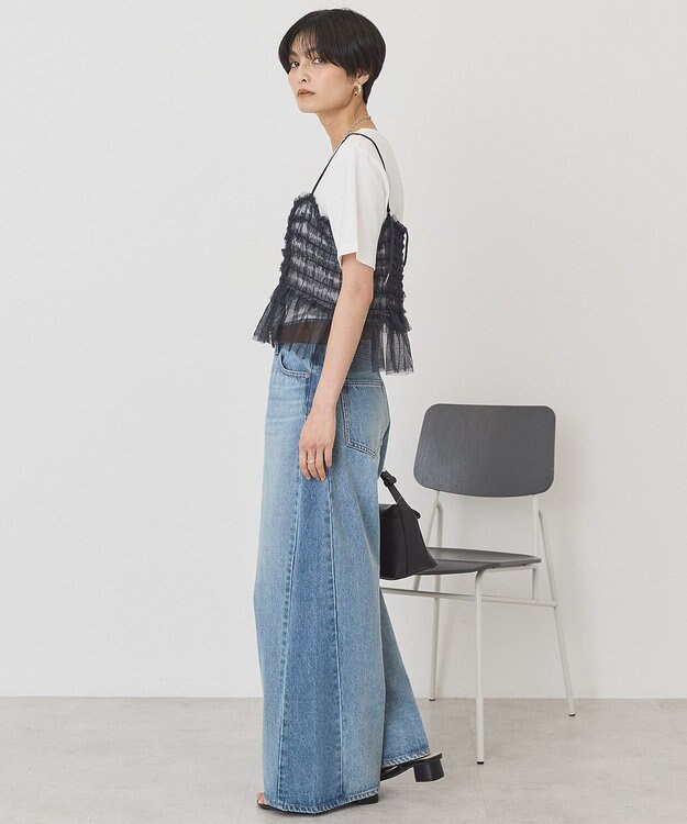 AMERICAN HOLIC 【2点セット】半袖Tシャツ＋チュールビスチェ Off White