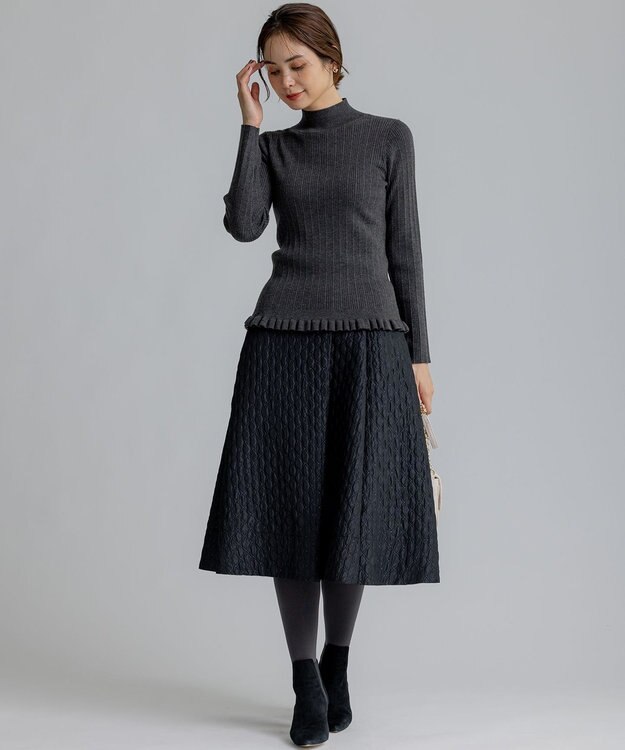 組曲 リブハイネック  ニット グレー系