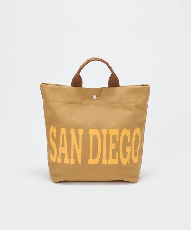 TOPKAPI 【Breath TOPKAPI】シティ プリント キャンバス スクエアトートバッグ / ショルダー付き ブラウン