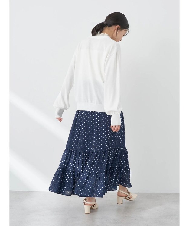 earth music&ecology ちょっとレトロなティアードスカート Dot Navy