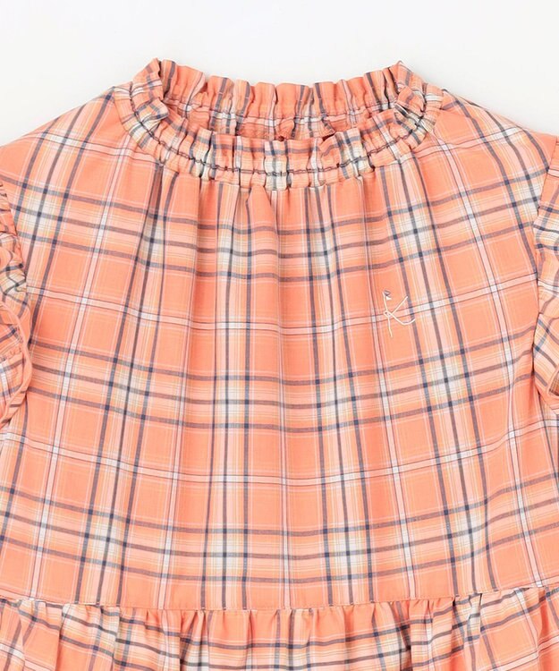 組曲 KIDS 【150-160㎝】 サマーチェックワンピース オレンジ