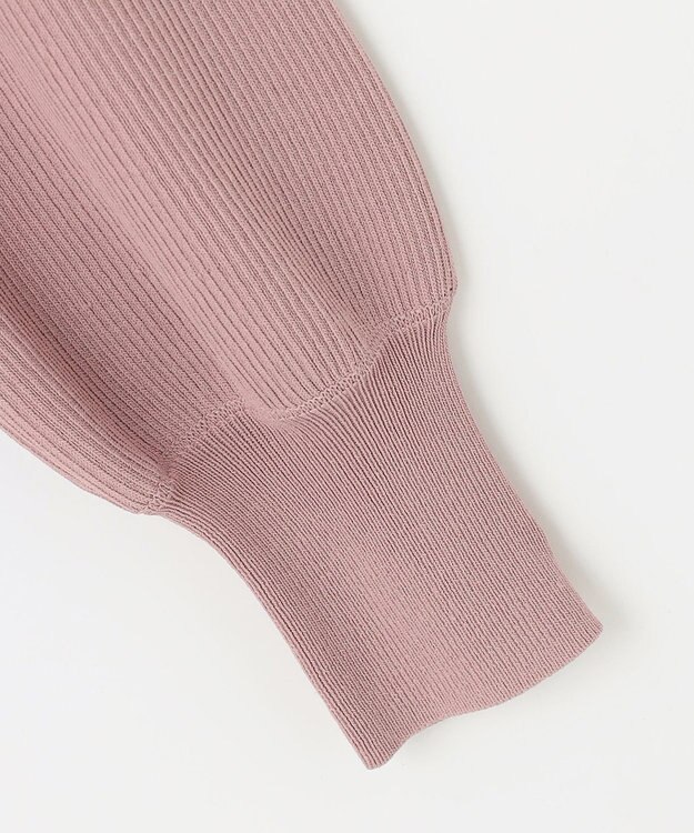 ANY SIS 【2WAY】リボン付き パフスリーブリブ ニット スモーキーピンク