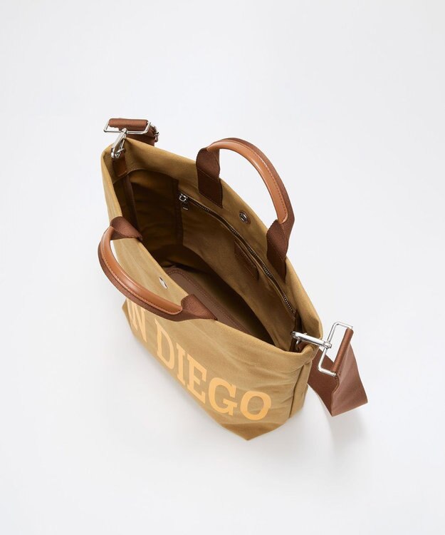 TOPKAPI 【Breath TOPKAPI】シティ プリント キャンバス スクエアトートバッグ / ショルダー付き ブラウン