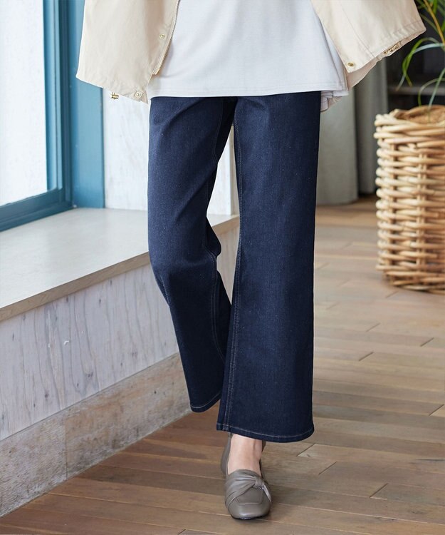 Tiaclasse 【安田美沙子さん/小倉優子さん着用】【洗える】ストレッチワイドデニム ネイビー