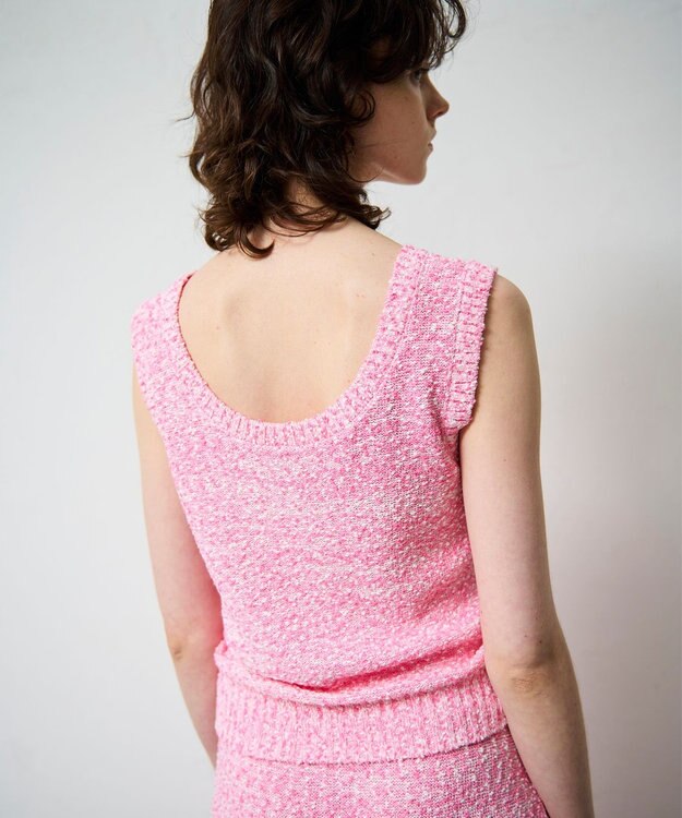 GRACE CONTINENTAL ネップツイードニットノースリーブ ピンク