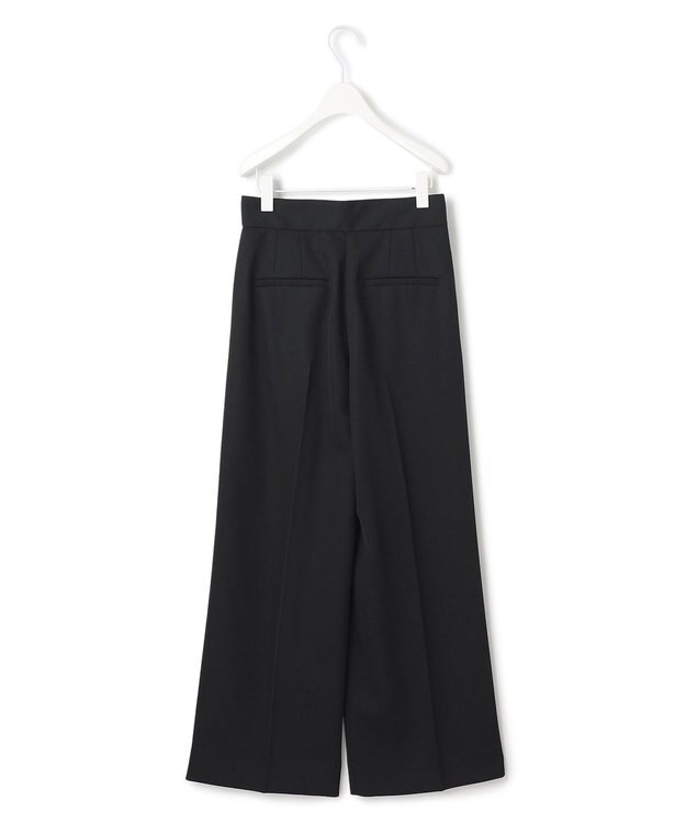 ICB 【洗える】シルフィルダブルクロス ワイドパンツ ブラック系