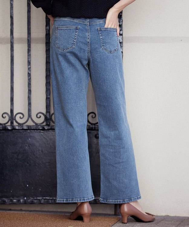 Tiaclasse 【安田美沙子さん/小倉優子さん着用】【洗える】ストレッチワイドデニム ブルー