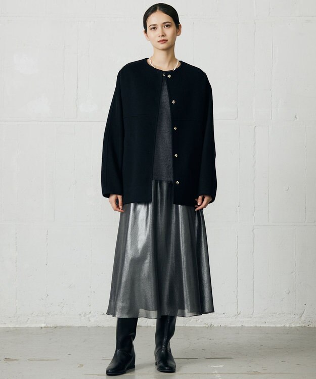 自由区 L 【カタログ掲載】ループカットジャカードプルオーバー ブラウス スレート