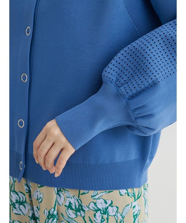 Green Parks ・ｆｕｒｒｙ　ｒａｔｅ２ｗａｙかる~いニットカーデ Blue