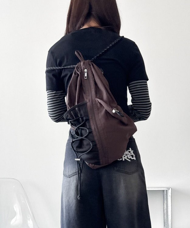 WEGO 【ユニセックス着用ITEM】センターzipナップサック ブラウン