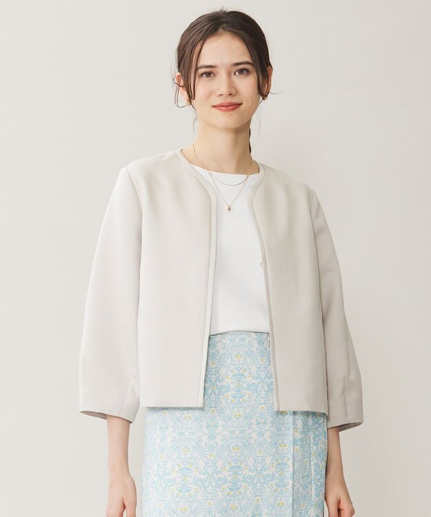 自由区 S 【洗える】グログランパフスリーブ ジャケット ベージュ