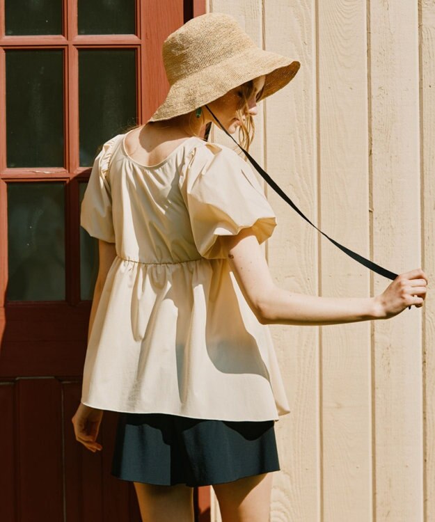 San-ai Resort（三愛水着楽園） 【UPF50＋】　パフスリーブキュロット3点セット　9M・11L　【San-ai Resort（サンアイリゾート）】 ベージュ×ブラック