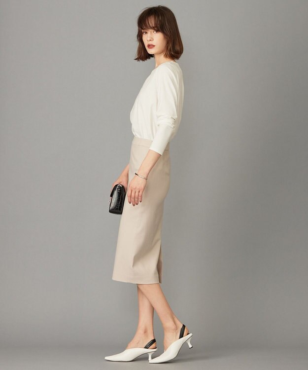 ICB L 【セットアップ対応】ウールストレッチ タイトスカート トープ系