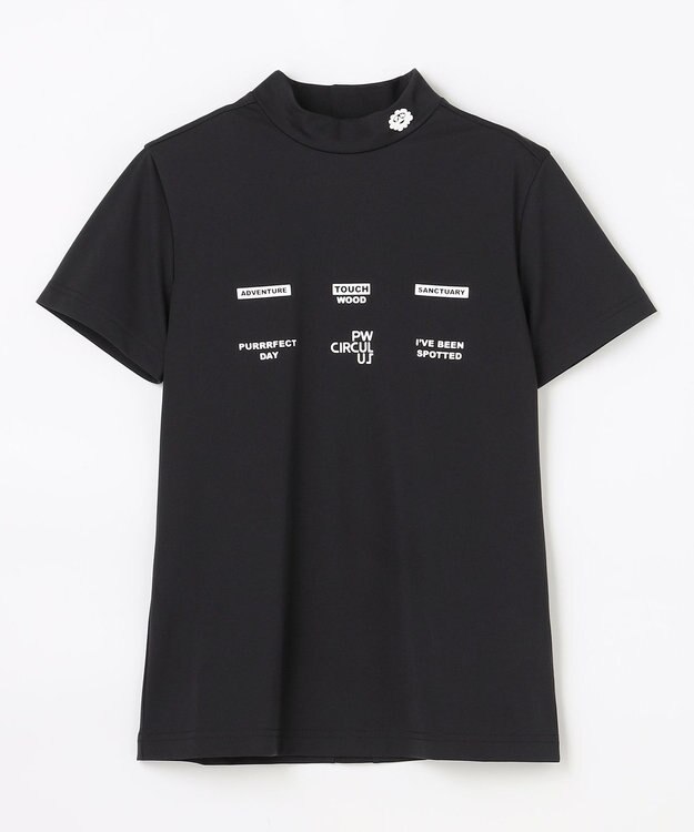PW CIRCULUS 【WOMEN】メッシュコンビ モックネック  ゴルフウェア レディース ブラック系