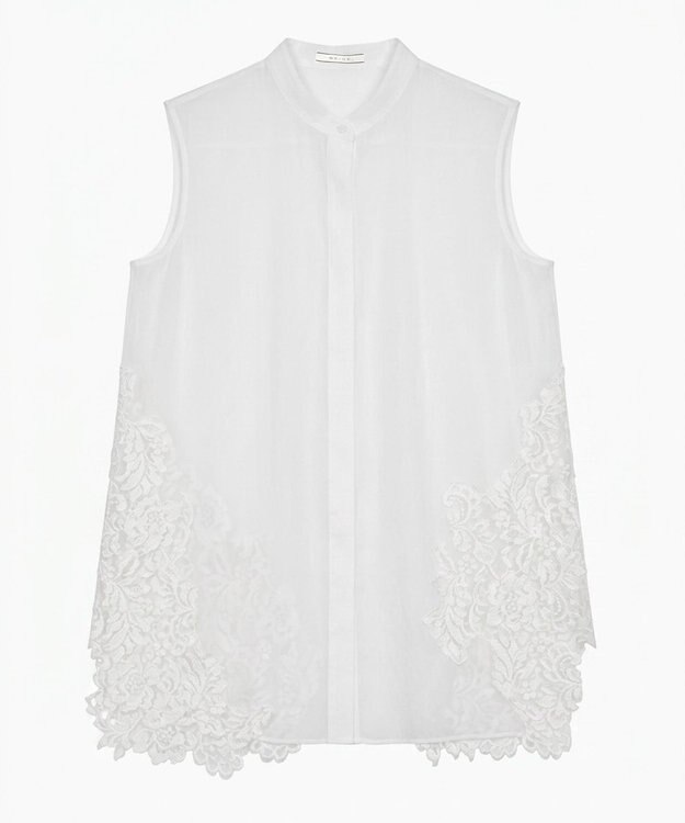 BEIGE， GALENA / レースコンビ シアーシャツ Off
