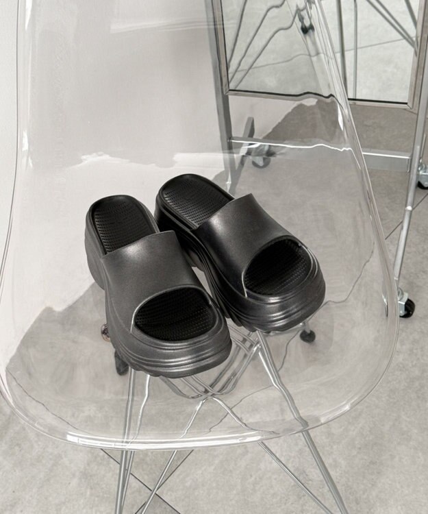 WEGO 厚底デザインラバーサンダル ブラックその他