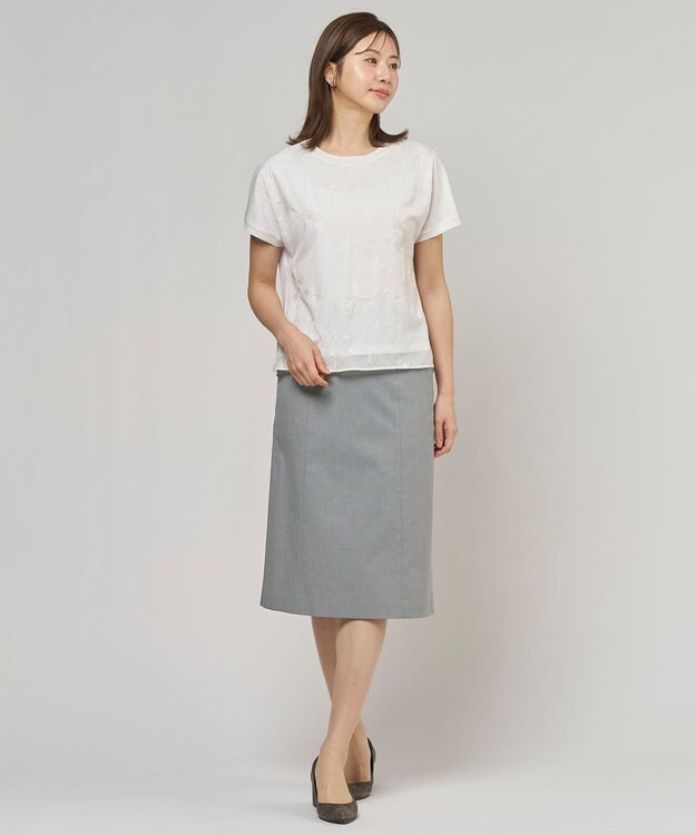 J.PRESS LADIES 【セットアップ対応・洗える・撥水】コットンFITTY スカート グレー系