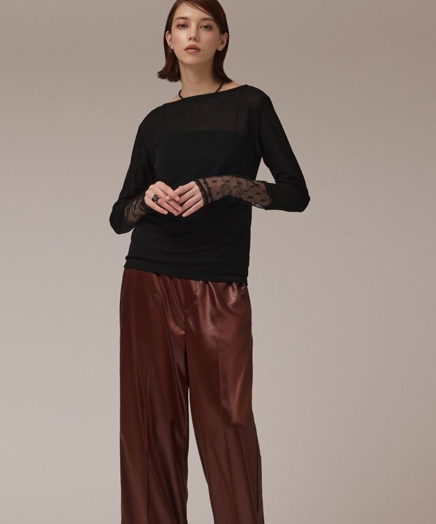 GRACE CONTINENTAL アセテートシアーカットトップ ブラック