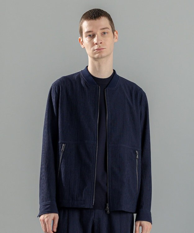 JOSEPH HOMME ＜新色追加＞新素材【通気性/ストレッチ】トリコサッカーストレッチ 　ジップアップブルゾン ネイビー系