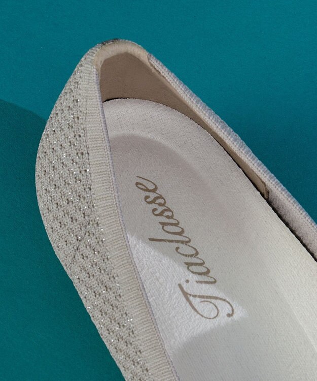 Tiaclasse 【洗える/撥水】スカラップニットフラットパンプス グレージュ