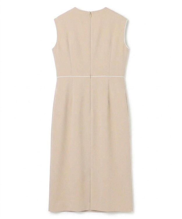 BEIGE， 【セットアップ対応】CINDY / 配色ライン クルーネックドレス Taupe x White