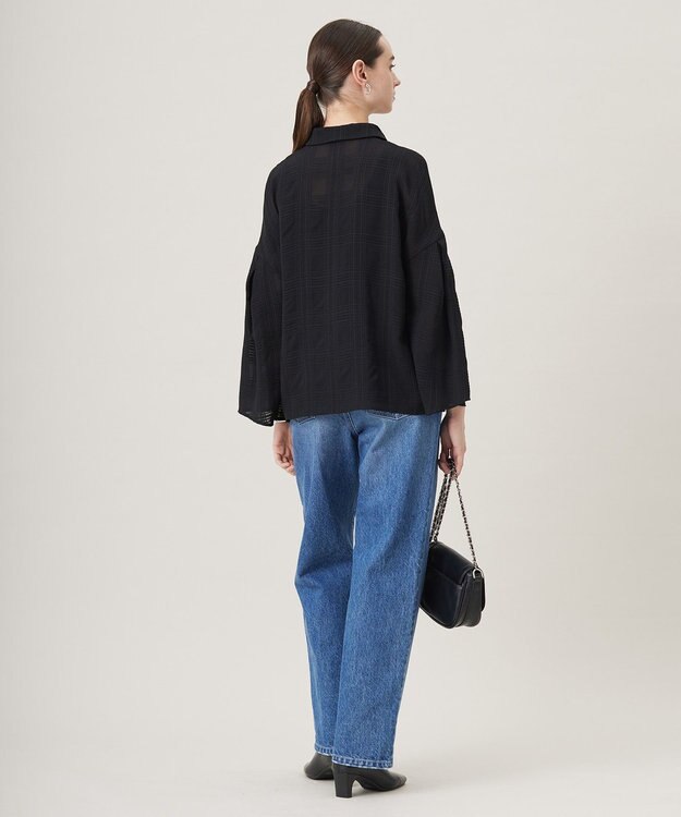 ICB 【日本製・洗える】SASHIKO CHECK シャツ ブラック系