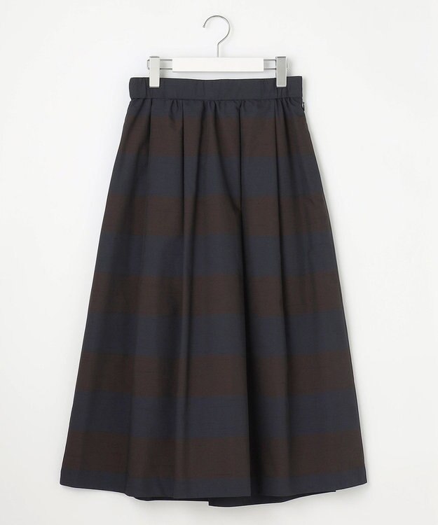 自由区 L 【カタログ掲載・洗える】スラブシャンタン スカート ネイビー×ブラウン