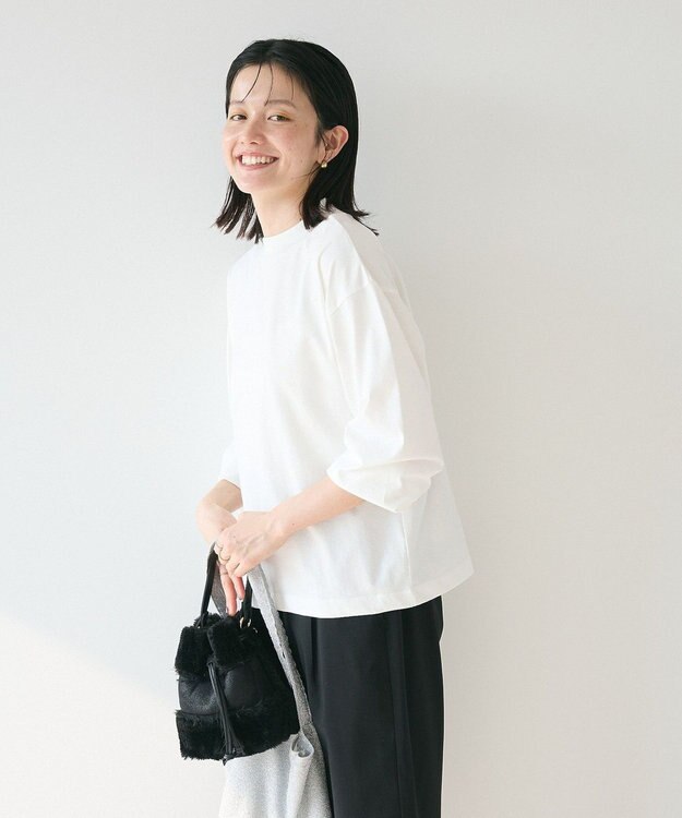 CRAFT STANDARD BOUTIQUE モックネックリングドット長袖プルオーバー White