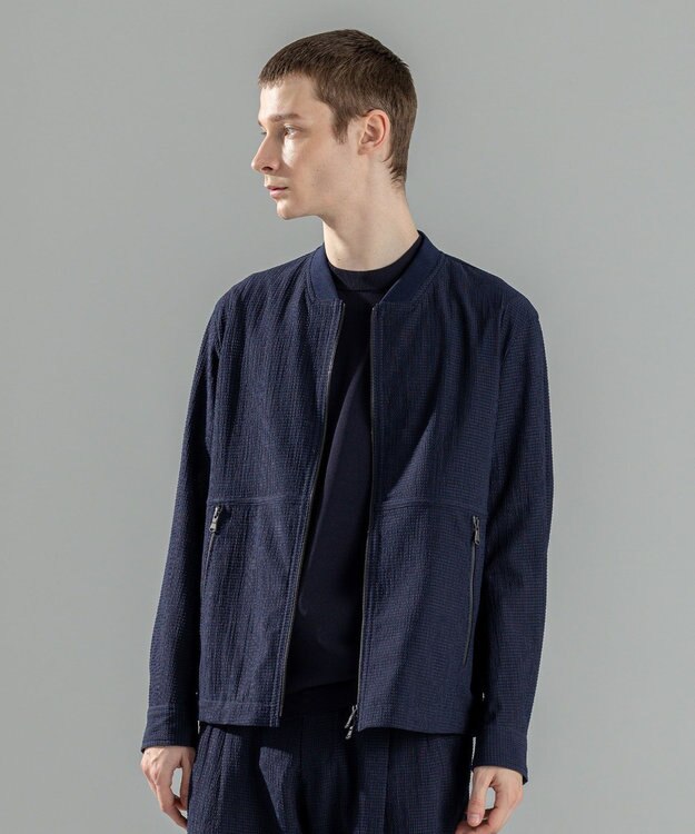 JOSEPH HOMME ＜新色追加＞新素材【通気性/ストレッチ】トリコサッカーストレッチ 　ジップアップブルゾン ネイビー系