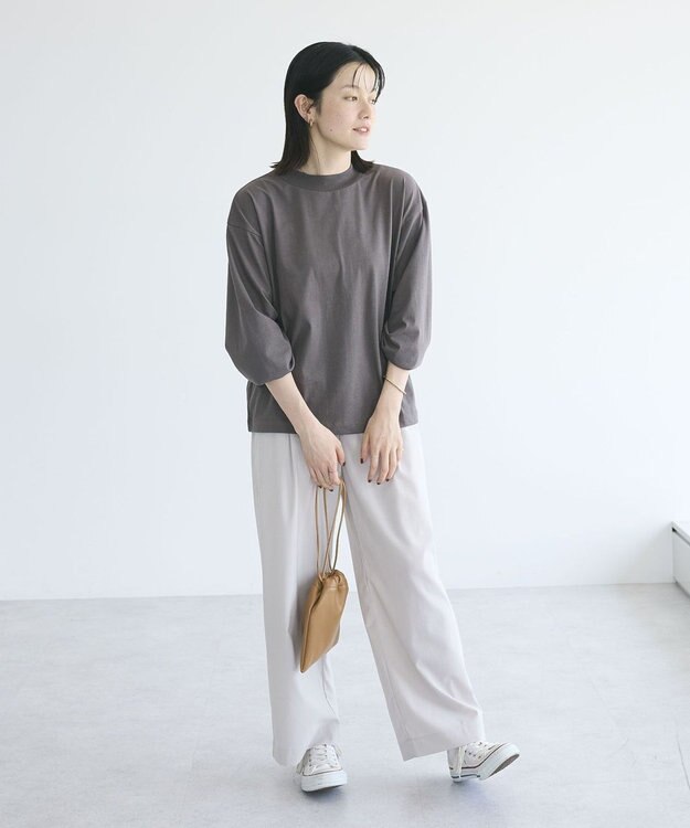 CRAFT STANDARD BOUTIQUE モックネックリングドット長袖プルオーバー Charcoal Gray