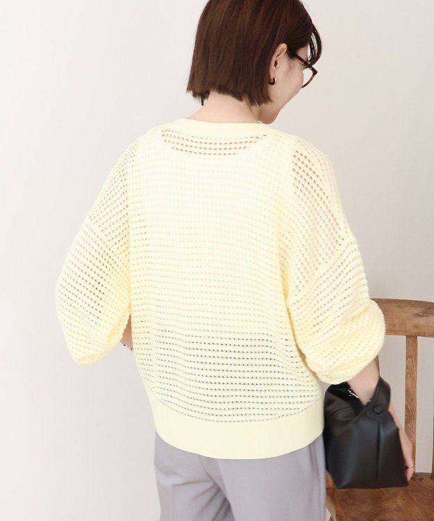 AMERICAN HOLIC 【先行予約】ジップアップメッシュニットカーディガン【WEB限定カラー有り】 Yellow