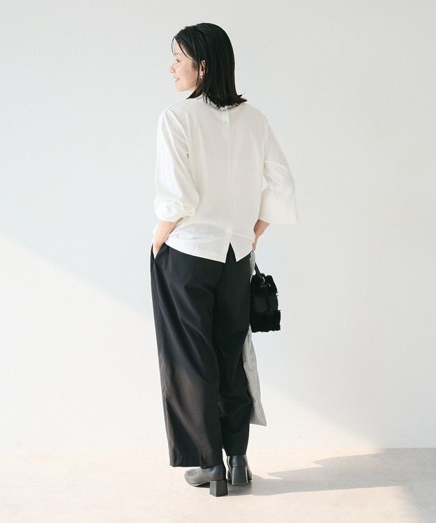 CRAFT STANDARD BOUTIQUE モックネックリングドット長袖プルオーバー White