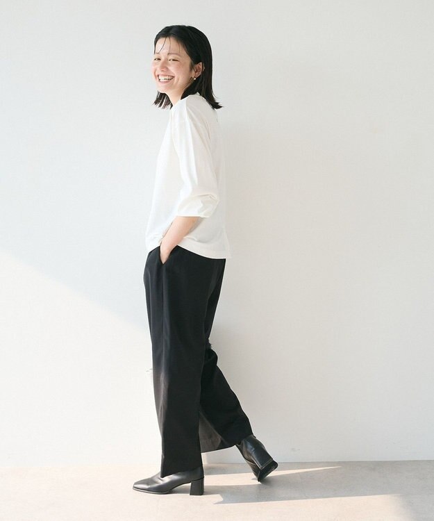 CRAFT STANDARD BOUTIQUE モックネックリングドット長袖プルオーバー White