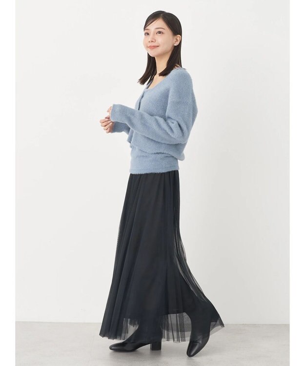 earth music&ecology ＳＥＴ２点ラメフェザーカーディガン＋インナー Grayish Blue