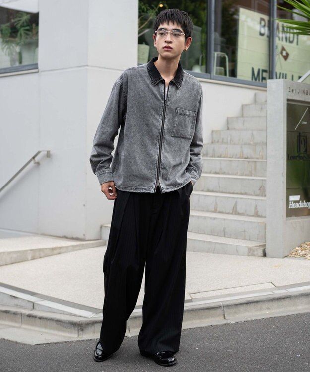 WEGO 【ユニセックス着用ITEM】デニムシャツジャケット デニムブラック