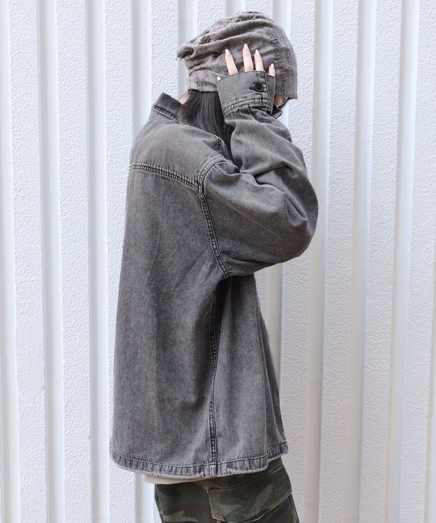 WEGO 【ユニセックス着用ITEM】デニムシャツジャケット デニムブラック