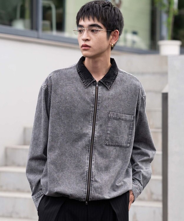 WEGO 【ユニセックス着用ITEM】デニムシャツジャケット デニムブラック