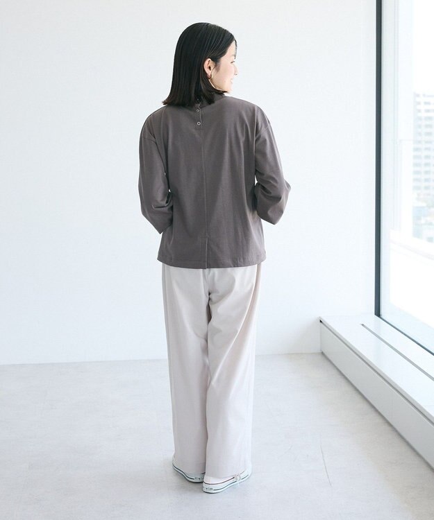 CRAFT STANDARD BOUTIQUE モックネックリングドット長袖プルオーバー Charcoal Gray
