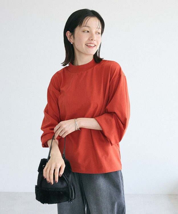 CRAFT STANDARD BOUTIQUE モックネックリングドット長袖プルオーバー Orange