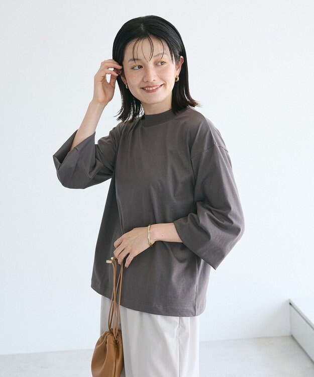 CRAFT STANDARD BOUTIQUE モックネックリングドット長袖プルオーバー Charcoal Gray