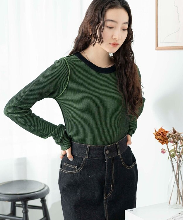 WEGO リバーシブルニットトップス グリーン