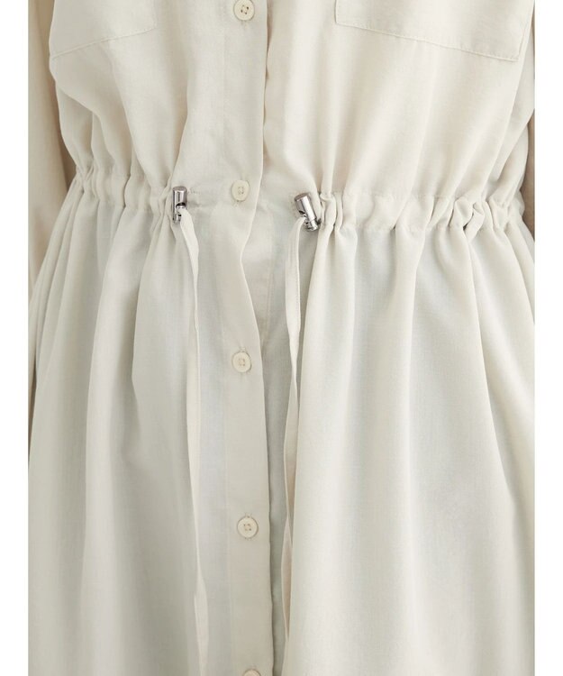 Green Parks ミディ丈ドロストシャツワンピース Light Beige