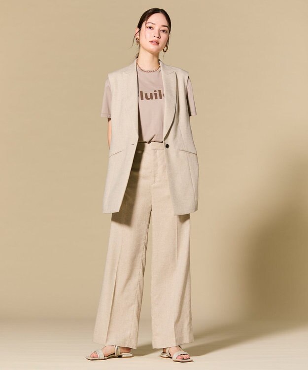 BEIGE， CAROLE / リネンライクフルレングスワイドパンツ Sand