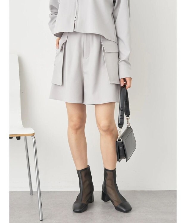 earth music&ecology デザインポケットショートパンツ Light Gray