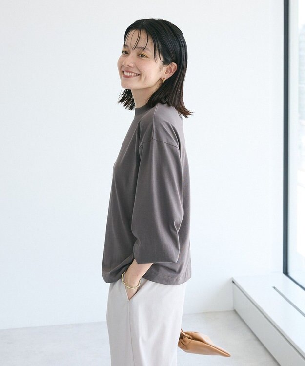 CRAFT STANDARD BOUTIQUE モックネックリングドット長袖プルオーバー Charcoal Gray